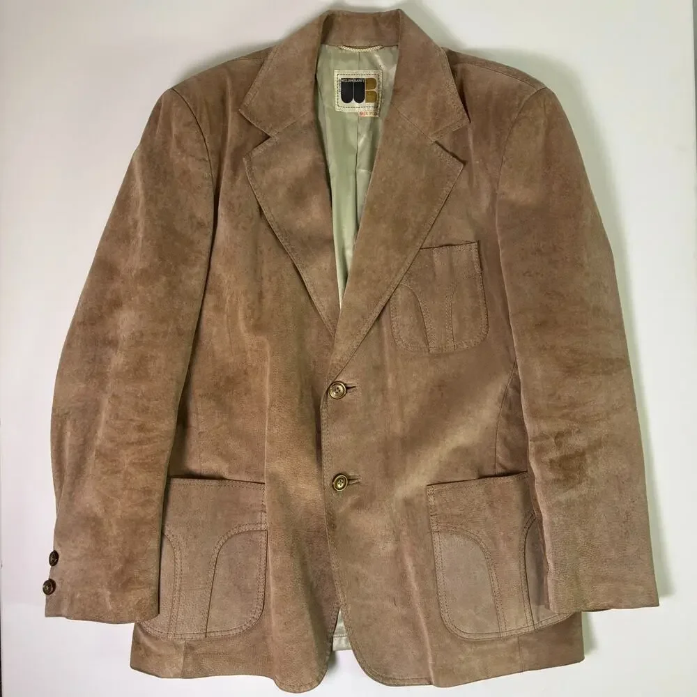 Vintage 70's William Barry Western Suede Leather Blazer Men's 46 Cowboy Jacket